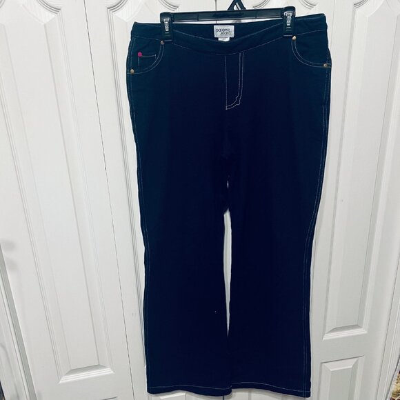 Pajama Jeans-Pull On Women's Drawstring Waist Dark Blue Wash Stretch Pants-Sz Lg - Picture 6 of 16